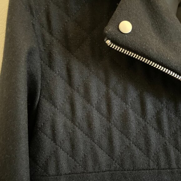 TopShop Black Coat Silver Asymmetrical Zipper - Picture 14 of 16